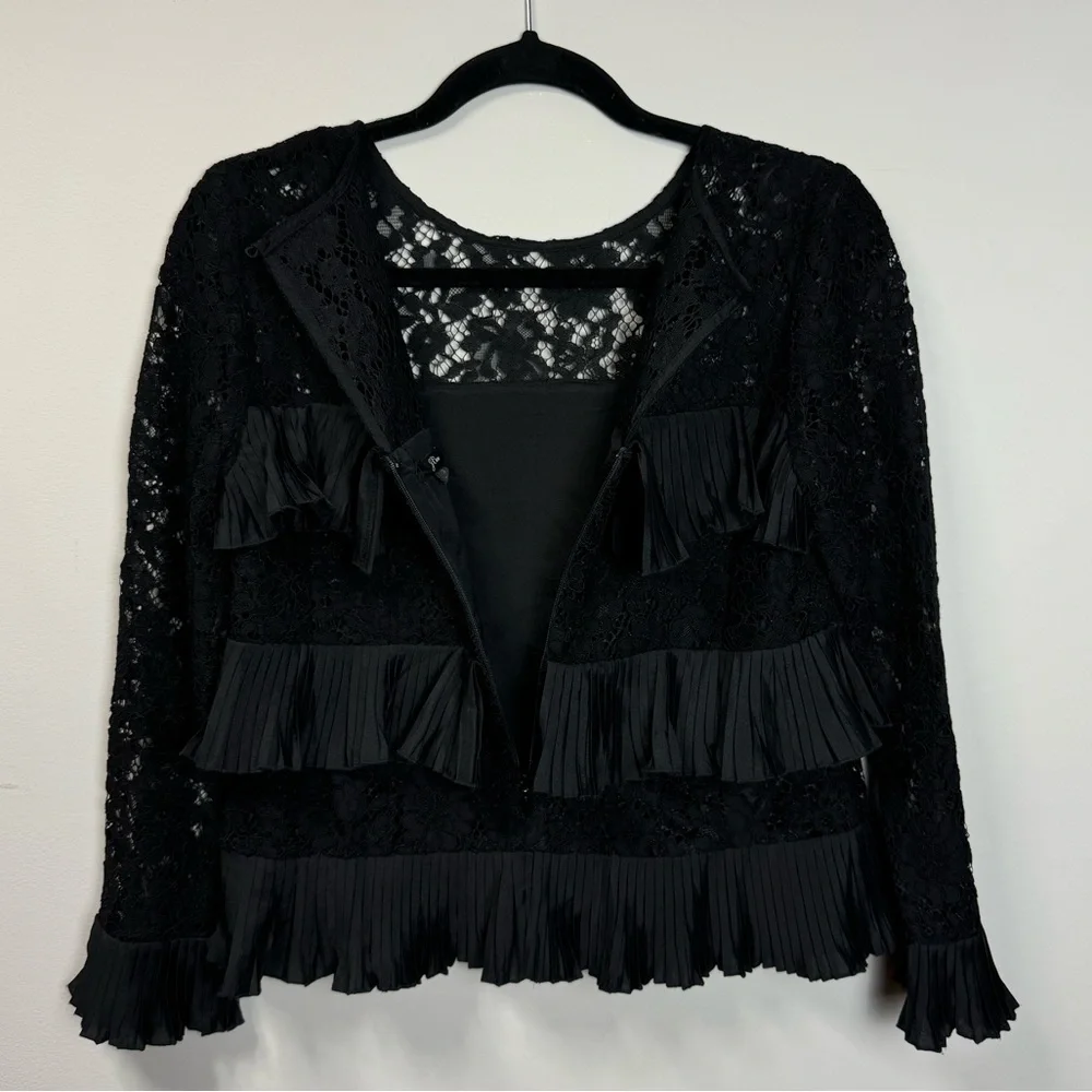 J.Crew Pleated Ruffled Lace Blouse sz 0